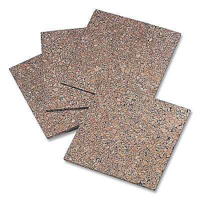 Quartet Cork Bulletin Board Tiles, 1 ft x 1 ft, Brown Surface, Frameless, 4/Pack (102)