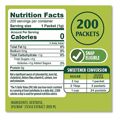Splenda Stevia Sweetener Packet, 0.04 oz, 200/Box (HFP00612)