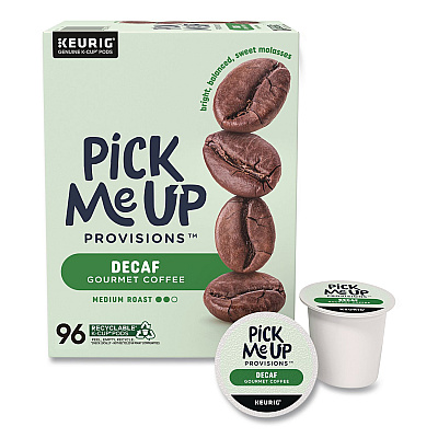 Pick Me Up Provisions Decaf Coffee K-Cups, Medium Roast, 96/Carton (PM62435CT)