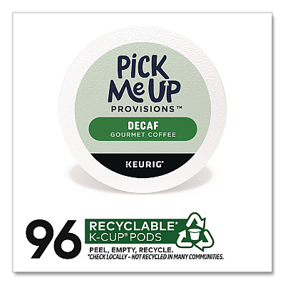 Pick Me Up Provisions Decaf Coffee K-Cups, Medium Roast, 96/Carton (PM62435CT)