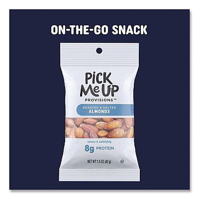 Pick Me Up Provisions Roasted and Salted Almonds, 1.5 oz Pouch, 36/Box (PM62980)