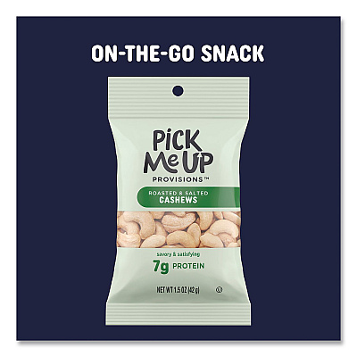 Pick Me Up Provisions Roasted and Salted Cashews, 1.5 oz Pouch, 36/Box (PM62981)