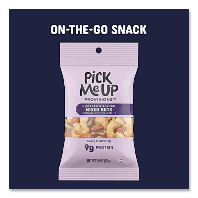 Pick Me Up Provisions Roasted and Salted Mixed Nuts, 1.5 oz Pouch, 36/Box (PM62982)
