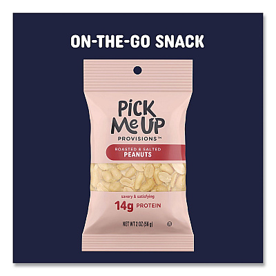Pick Me Up Provisions Roasted and Salted Peanuts, 2 oz Pouch, 36/Box (PM62983)