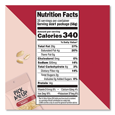 Pick Me Up Provisions Roasted and Salted Peanuts, 2 oz Pouch, 36/Box (PM62983)