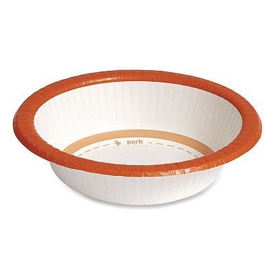 Perk Heavy-Weight Paper Bowls, 12 oz, White/Orange, 125/Pack (24375275)