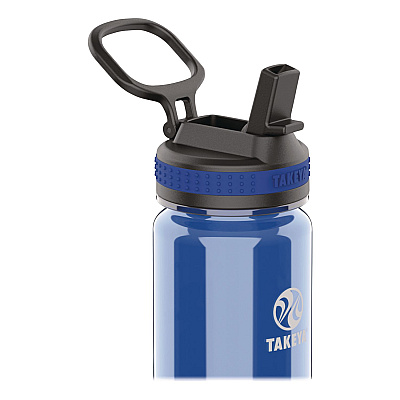 TAKEYA Tritan Plastic Water Bottle, 18 oz, 1 Royal Bottle, 1 Black Bottle, 2/Pack (51464)