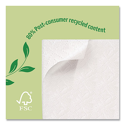 Perk Eco Recycled Paper Napkins, 1-Ply, 12.75 x 11.25, White, 400/Pack (PK63225)