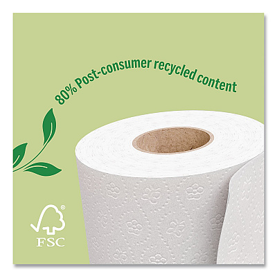 Perk Eco Recycled Toilet Paper, Septic Safe, 2-Ply, White, 240 Sheets/Roll, 12 Rolls/Pack (PK63226)