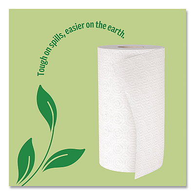 Perk Eco Recycled Paper Towels, 2-Ply, 11 x 5.9, White, 156 Sheets/Roll, 8 Rolls/Pack (PK63227)