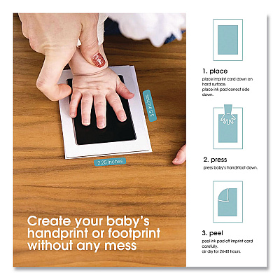 pearhead Babyprints Clean-Touch Ink Pad, Newborn Size Accommodates Hand/Feet Up to 2.25" x 3.5", Clean-Touch Ink Pad/(2) Imprint Cards (00007)