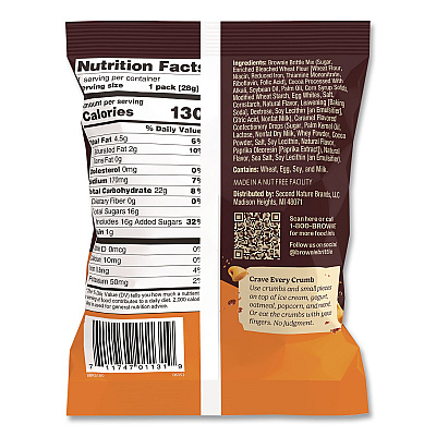 Sheila Gs Brownie Brittle Crunchy Brownie Snack Variety Pack, Chocolate Chip and Salted Caramel, 2 oz Bag, 20/Carton (KAR01416)