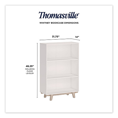 Thomasville Whitney Bookcase, Three Shelves, 31.75w x 14d x 48.25h, White (SPLSWHBKTV)