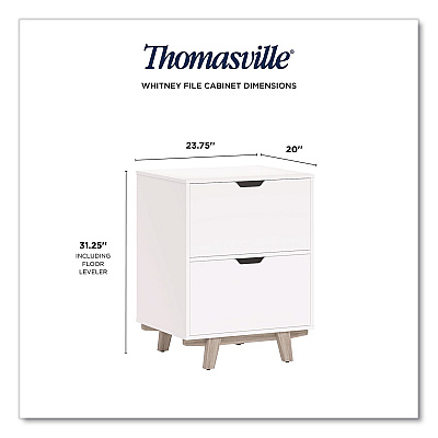 Thomasville Whitney 2-Drawer Lateral File Cabinet, Letter/Legal Size File Drawers, 23.75" x 20" x 31.25", White (SPLSWHLFTV)