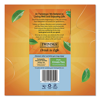 TWININGS Tea Bags, Pure Camomile, 0.05 oz Tea Bag, 50/Box (TNA53651)