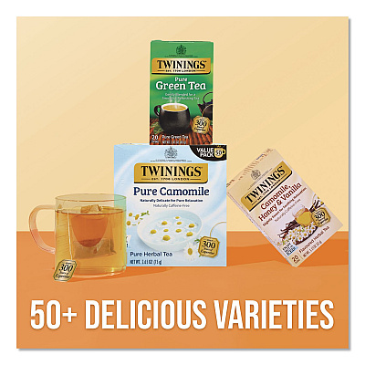 TWININGS Tea Bags, Pure Camomile, 0.05 oz Tea Bag, 50/Box (TNA53651)