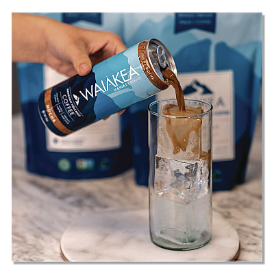 Waiakea Hawaiian Volcanic Cold Brew Coffee, Mauna Mocha, 11 oz Can, 12/Carton (NOV00627)