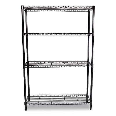 Whalen 4-Shelf Wire Shelving Unit, 36w x 14d x 54h, Black (WS1436544B)