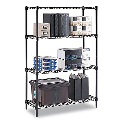 Whalen 4-Shelf Wire Shelving Unit, 36w x 14d x 54h, Black (WS1436544B)