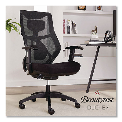 Beautyrest Duo-EX Ergonomic Mesh Back Task Chair, Supports Up to 275 lb, 19" to 22" Seat Height, Black (60051GRY)