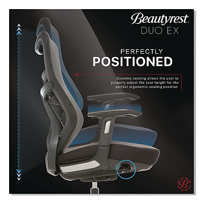 Beautyrest Duo-EX Ergonomic Mesh Back Task Chair, Supports Up to 275 lb, 19" to 22" Seat Height, Black (60051GRY)