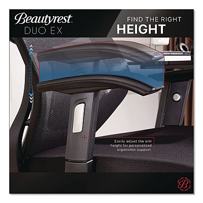 Beautyrest Duo-EX Ergonomic Mesh Back Task Chair, Supports Up to 275 lb, 19" to 22" Seat Height, Black (60051GRY)