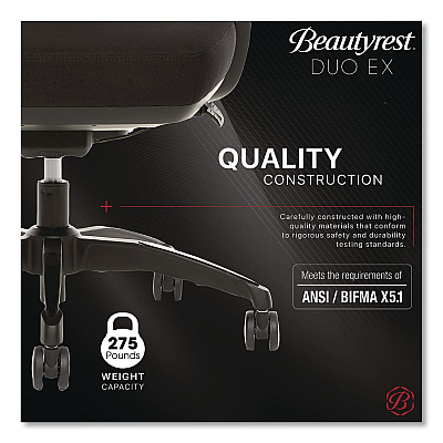 Beautyrest Duo-EX Ergonomic Mesh Back Task Chair, Supports Up to 275 lb, 19" to 22" Seat Height, Black (60051GRY)