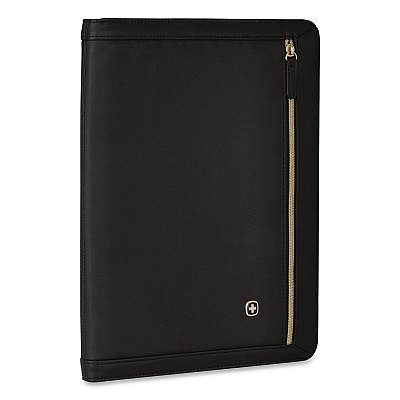 Wenger Amelie Polyester Padfolio with Zipper Closure, 8.5 x 11 Pad, 10.2 x 13, Zipper Closure, Black (601676)