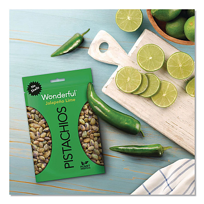 Paramount Farms Wonderful Pistachios, Jalapeno Lime, 2.25 oz Pouch, 8/Box (PAR70154)