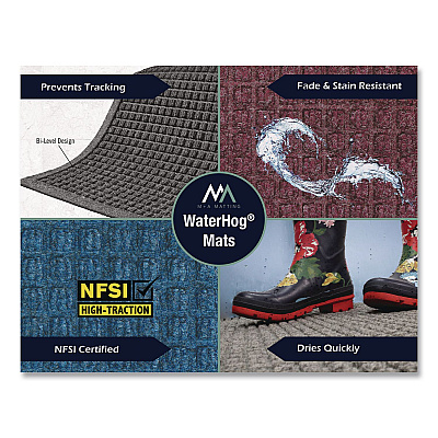 M+A Matting WaterHog Max Herringbone Classic Mat, Rectangular, Black Smoke Surface, 45" x 70" (22407046170)