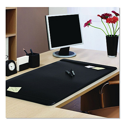 Advantus Faux Leather Desk Pad with Side Rails, 36" x 20", Black (75868)