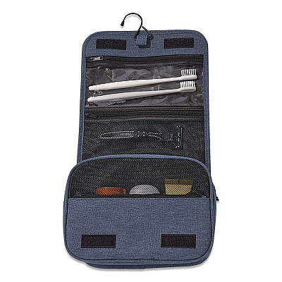 Brookstone Fabric Toiletry Bag, 8.66 x 3.35 x 8.46, Blue (BNKM0001)