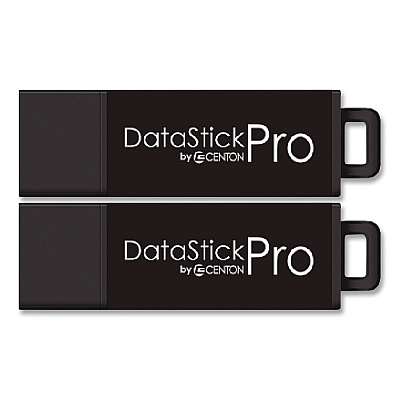 Centon DataStick Pro USB 3.2 Type A Flash Drive, 512 GB, Black, 2/Pack (S1U3P6512G2)