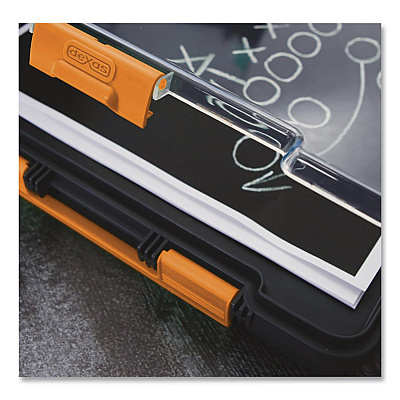 Dexas ClearView Clipcase Storage Clipboard, 0.35" Clip Capacity, Holds 8.87 x 12.25 Sheets, Gray/Orange (5717804)