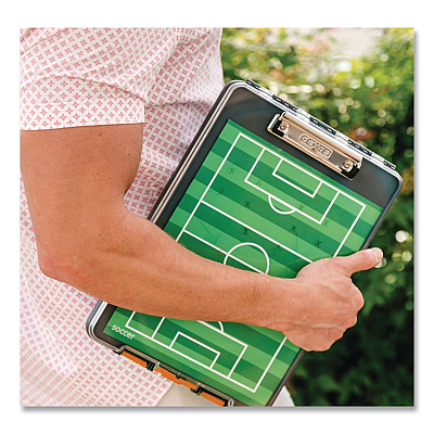 Dexas ClearView Clipcase Storage Clipboard, 0.35" Clip Capacity, Holds 8.87 x 12.25 Sheets, Gray/Orange (5717804)