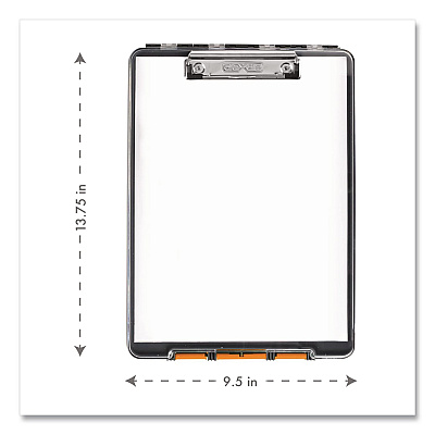Dexas ClearView Clipcase Storage Clipboard, 0.35" Clip Capacity, Holds 8.87 x 12.25 Sheets, Gray/Orange (5717804)