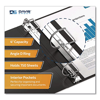 Stride QuickFit D-Ring View Binder, 3 Rings, 4" Capacity, 11.5 x 8, Black (870601)
