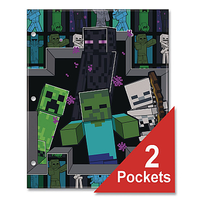 Innovative Designs Licensed Two-Pocket Folder, Minecraft, Side: 3-Hole Punched, Accommodates (50) 11 x 8.5 Sheets, Multicolor (716604MCRSA)