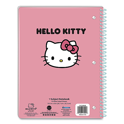 Innovative Designs Licensed Spiral Notebook, Hello Kitty, 1-Subject, Wide/Legal Rule, Multicolor Cover, (70) 10.5 x 8 Sheets (717249HKSA)