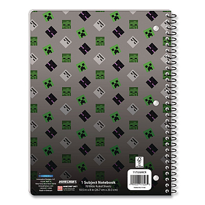 Innovative Designs Licensed Spiral Notebook, Minecraft, 1-Subject, Wide/Legal Rule, Multicolor Cover, (70) 10.5 x 8 Sheets (717326MCRSA)