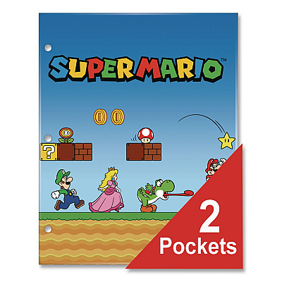 Innovative Designs Licensed Two-Pocket Folder, Super Mario, Side: 3-Hole Punched, Accommodates (50) 11 x 8.5 Sheets, Multicolor (717890MBSA)