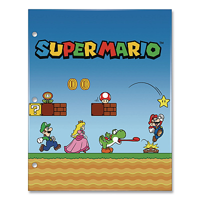 Innovative Designs Licensed Two-Pocket Folder, Super Mario, Side: 3-Hole Punched, Accommodates (50) 11 x 8.5 Sheets, Multicolor (717890MBSA)