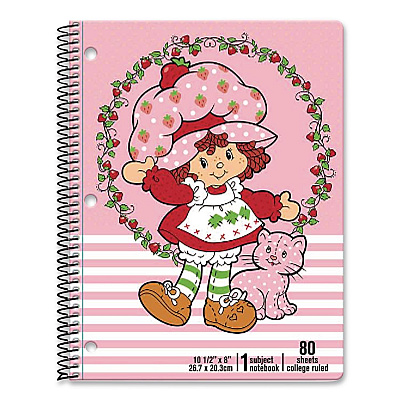 Inkology Licensed Spiral Notebook, Randomly Assorted Strawberry Shortcake Cover Designs, Medium/College Rule, (80) 10.5 x 8 Sheets (4706912PDQ)