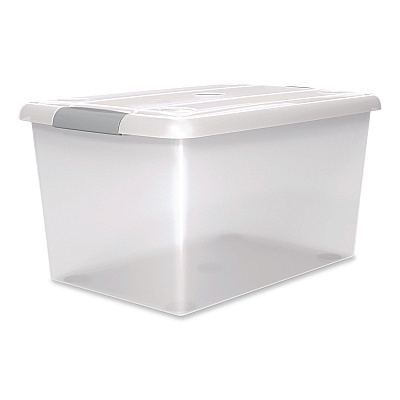 IRIS Store and Slide Latching Lid Storage Bin, 61 qt, 15.55 x 23.42 x 12.99, Clear (270017)