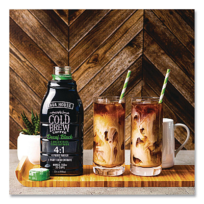 Java House Cold Brew Coffee Concentrate, Decaf Black, 32 oz Bottle (HFP01809)