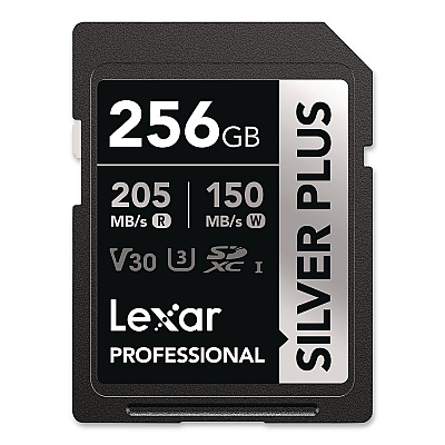 Lexar Professional SILVER Series SDXC Memory Card, 205MB/s Read Speeds and 150MB/s Write Speeds, UHS-I V30 U1 Class 10, 256 GB (LSDSIPL256GB)