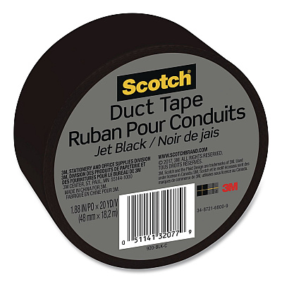 Scotch Duct Tape, 3" Core, 1.88" x 20 yds, Jet Black (920BLKC)