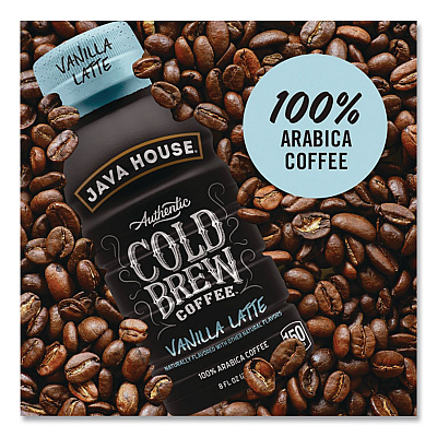 Java House Cold Brew Coffee, Vanilla Latte, 8 oz Bottle, 24/Carton (HFP01785)