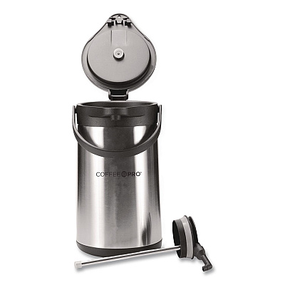 Coffee Pro Stainless Steel Airpot, 192 oz, Silver/Black (CPAP35)