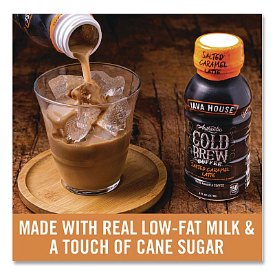 Java House Cold Brew Coffee, Salted Caramel Latte, 8 oz Bottle, 12/Carton (HFP01804)